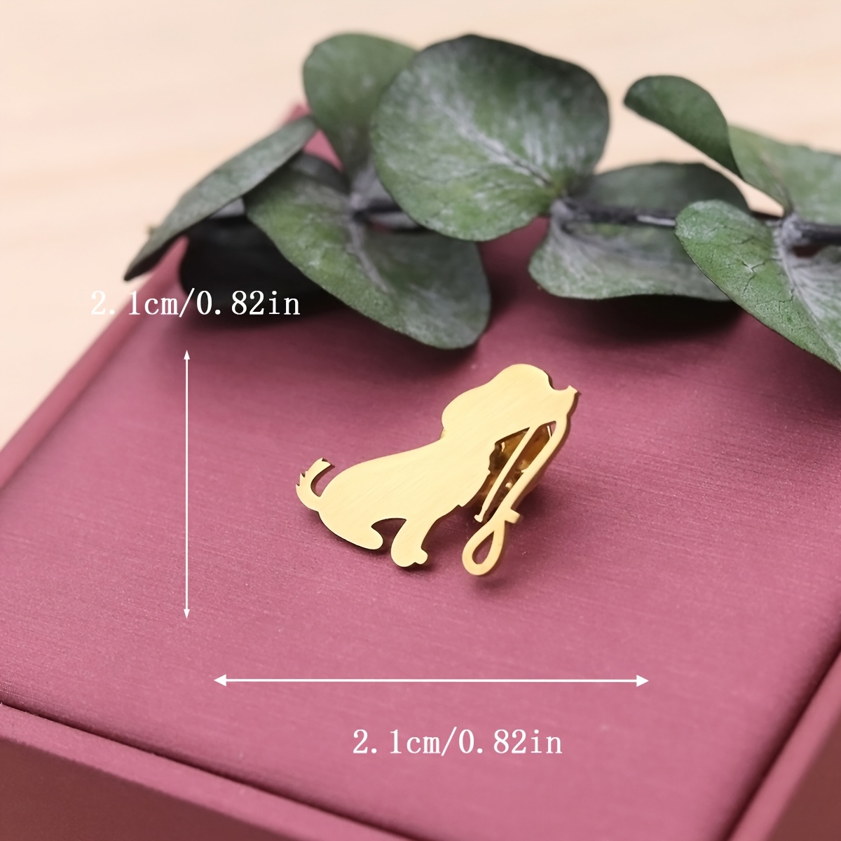 Bohemian Minimalist Sitting Dog Brooch Pin with Leash